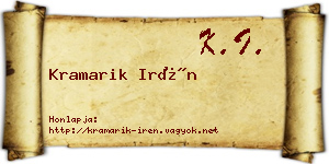 Kramarik Irén névjegykártya